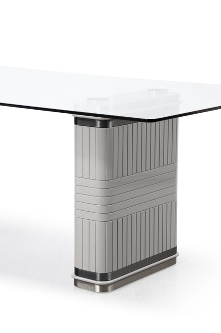 T2397 - Sample Glass + White + Gold Dining Table / VGVC-T2397-WHT