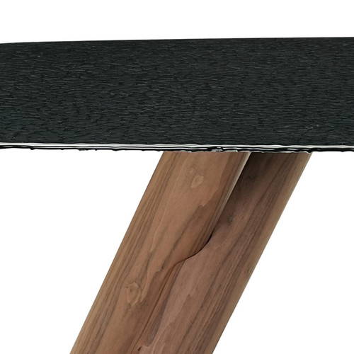 Carnaby - Modern Dark Grey Glass + Walnut Dining Table / VGRY-RY-1338