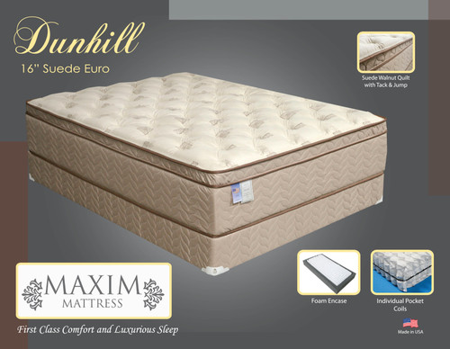 Dunhill Extra Firm 16" Suede Euro Top Queen Size Mattress 
