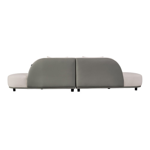 Falcone - Contemporary Off-White + Grey Bonded Leather Curved Sectional Sofa / VGEV-W2414-OFFWHT
