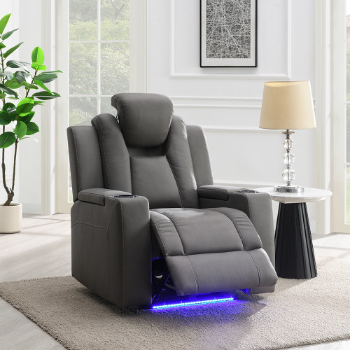 Leuco Power Motion Recliner w/Cup Holder, Control, LED & Power Headrest / LV02834