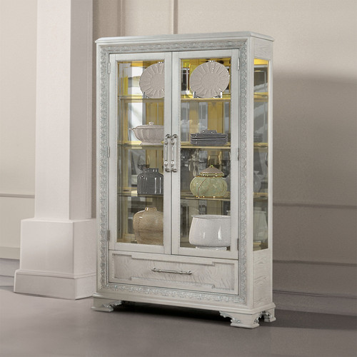 44.5"W X 20"D X 80"H Curio Cabinet, Ivory / FM31000WH-CR