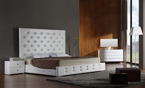 California King Elbrus White Modern Leather Platform Bed / VGKCELBRUS-WHT-CK