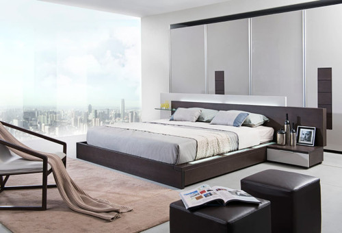 Eastern King Modrest Gamma Contemporary Brown Oak Bed with Storage / VGWCC151A-BRN-EK