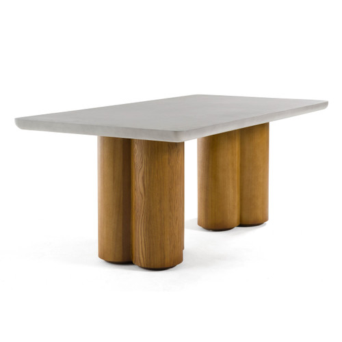 Bateman - Modern Faux Concrete + Walnut Dining Table / VGMC-GF-1C011