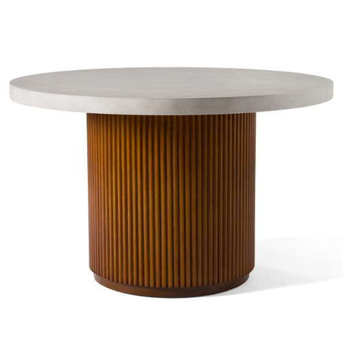 Duncan - Modern Faux Concrete + Walnut Round Dining Table / VGMC-GF-1C008