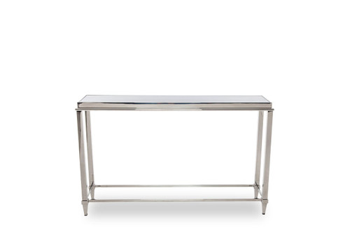 Agar Modern Glass & Stainless Steel Console Table / VGHB235X
