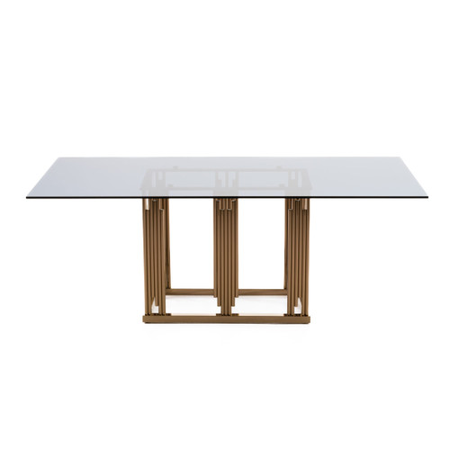 Token Modern Smoked Grey Glass & Rosegold Dining Table / VGVCT816