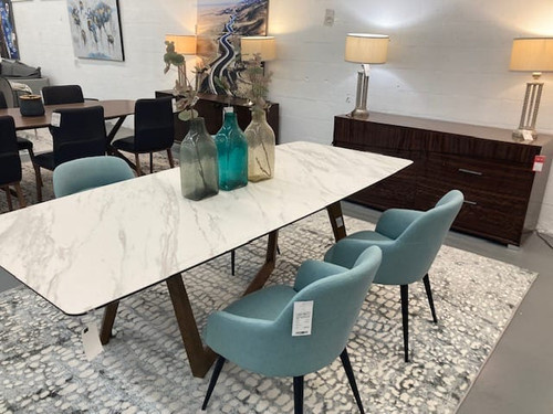 James - Contemporary Walnut & White Dining Table / VGCSDT-19078-WAL-DT