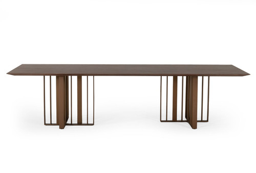 Livia - Modern Wenge & Gold Stainless Steel Dining Table / VGBBMI2005T-WGE-DT