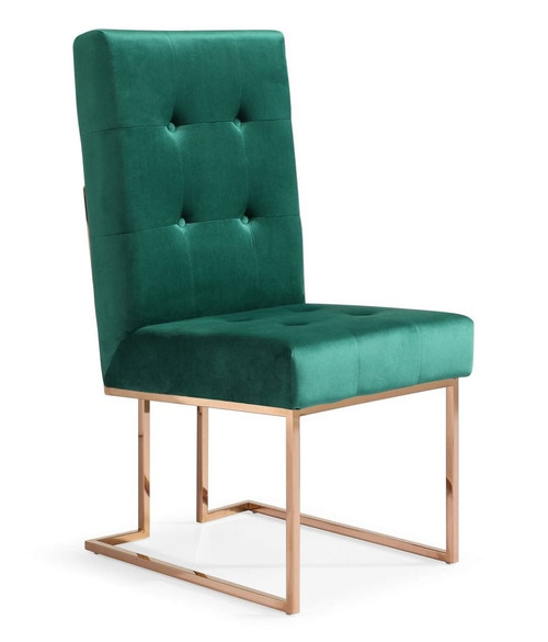 Legend Modern Green Velvet & Rosegold Dining Chair (Set of 2) / VGVCB012-GRN