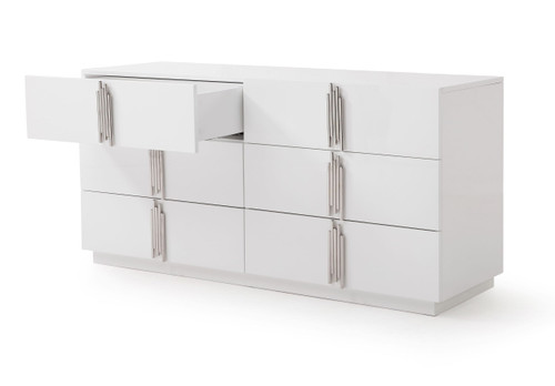 Token - Modern White & Stainless Steel Dresser / VGVCJ815-WHT-DRS