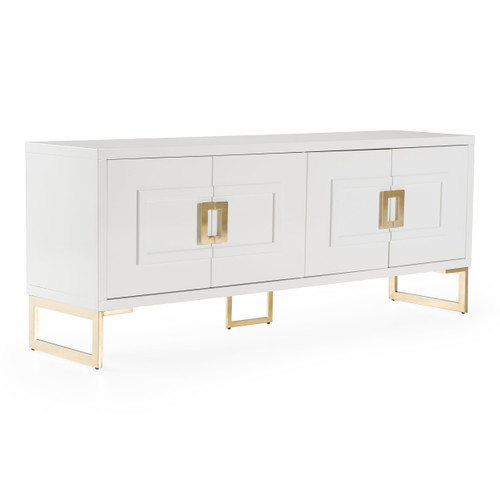 Leah - Contemporary White High Gloss & Champagne Gold Buffet / VGVCG9111-WHT-BUF