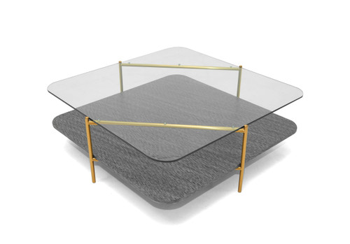 Cari - Glam Gold + Glass Coffee Table / VGODLZ-247RC-GOLD-CT