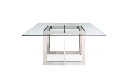 Keaton - Square Modern Glass + Stainless Steel Dining Table / VGVCT8961-DT