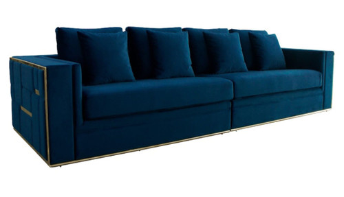 Mobray - Glam Blue & Gold Fabric Sofa / VGUIMY524-BLUE
