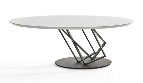 Corbett - Modern High Gloss White w/ Frosted Glass Dining Table / VGVCT1920-3