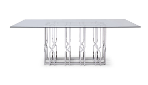 Ericson - Modern Glass & Stainless Steel Dining Table / VGVCT1980-22-GRY-DT