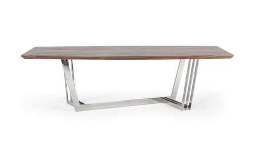 Gilroy - Modern Walnut & Stainless Steel Dining Table / VGBBMI2003T-WAL-DT