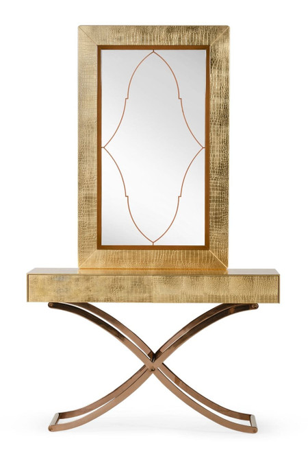 Aversa - Gold Crocodile Console Table & Mirror / VGUNCK423-120-GOLD