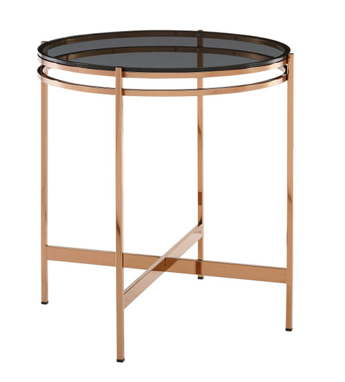 Bradford - Modern Smoked Glass & Rosegold Small End Table / VGEWCT1011-1AA-ET