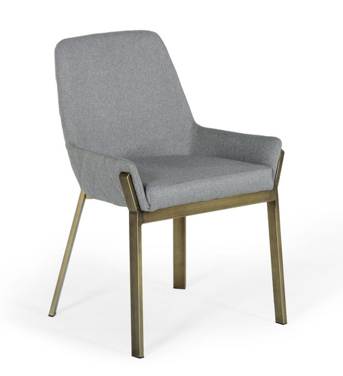 Ganon - Modern Grey & Antique Brass Dining Chair / VGGAGA-6736CH-GRY-DC