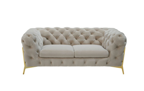 Quincey - Transitional Beige Velvet Loveseat / VGKNK8520-BEI-L