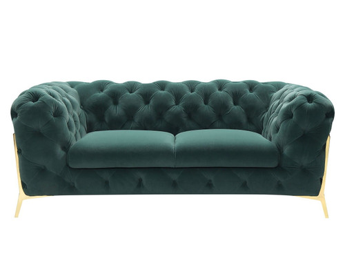Quincey - Transitional Emerald Green Velvet Loveseat / VGKNK8520-GRN-L