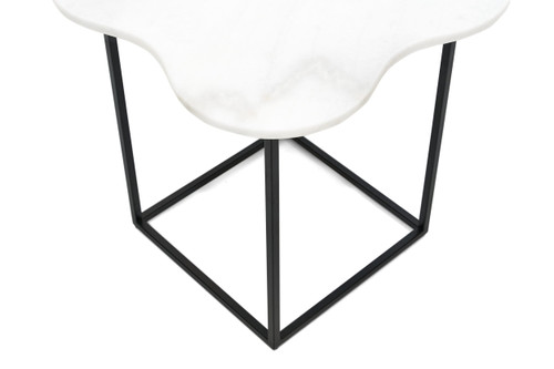 Aleidy - White Marble + Black Metal End Table / VGGMM-ET-1578-WHT-ET