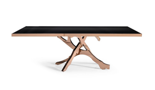 Legend - Modern Black Glass & Rosegold Dining Table / VGVCT8222-G22-BLK