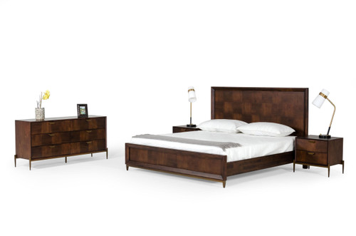 Shane - Eastern King Modern Acacia & Brass Bed / VGNXSHANE-BED-EK