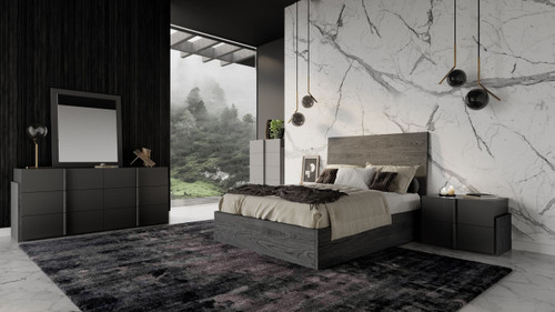 Lucia - Full Size Italian Modern Matte Grey / Elm Grey Bed / VGACLUCIA-GRY-BED-FULL