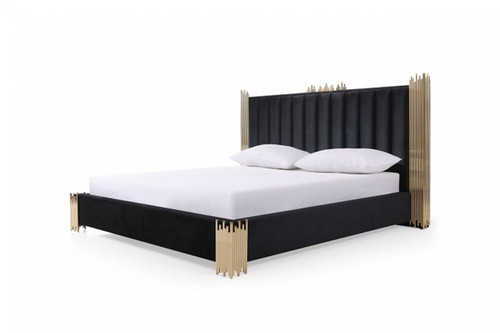 California King Modrest Token Modern Black & Gold Bed / VGVCBD815-BED-CK