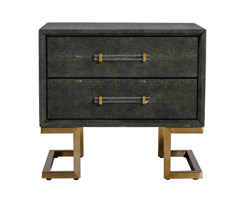 Howard - Modern Shagreen Grey Leatherette & Gold Nightstand / VGGMBEC-1528-GRY-NS