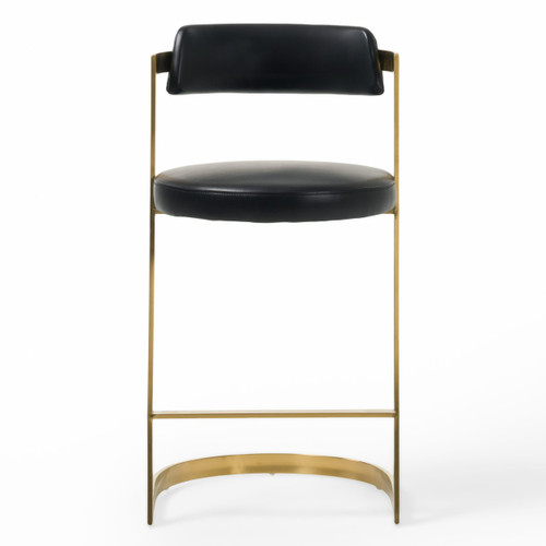 Shandra - Black Leatherette + Gold Counter Stool / VGRHRHS-CS-220-PU-BLK-BS
