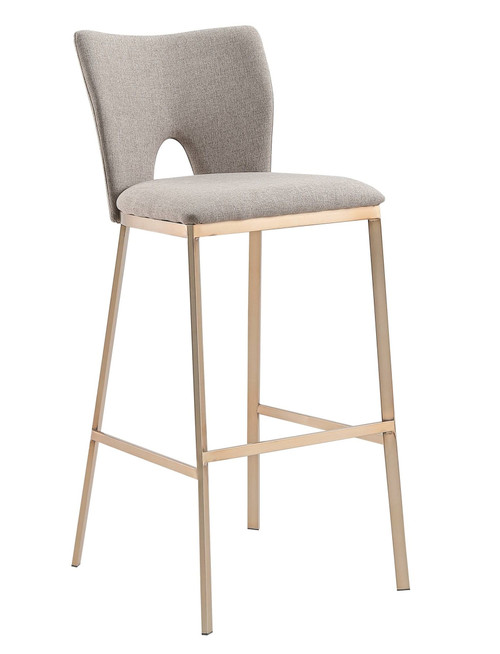 Burton - Glam Greige Fabric + Brass Bar Stool (Set of 2) / VGGAGA-6527CH-BS