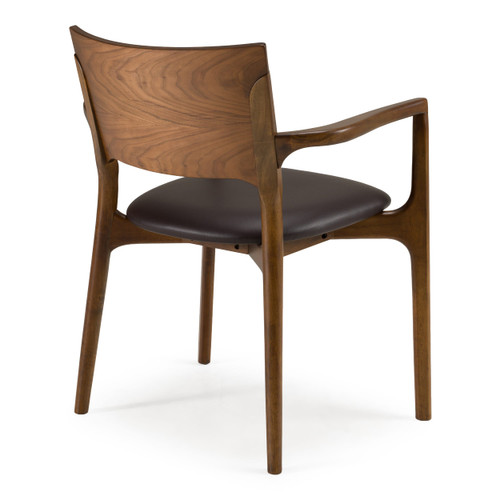 Edelman - Mid-Century Modern Brown Leatherette + Walnut Dining Chair / VGMA-MI-1286-WAL