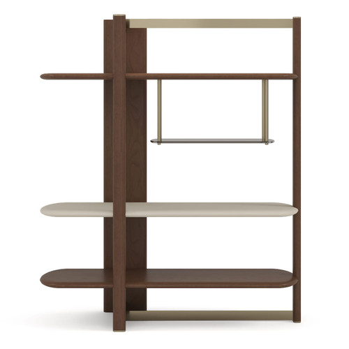 Denali - Mid-Century Modern Walnut + Tea Glass + Gold Left-Facing Shelf / VGCS-DS-24127-L