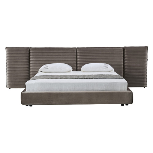Eastern King Breslow - Modern Dark Taupe Velvet Bed / VGEV-25150-TPE-EK