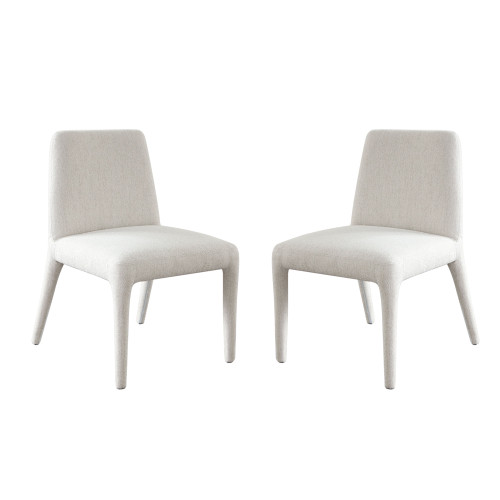 Alba Set of Two Dining/Accent Chairs in Oat Polyester Fabric w/ Wrapped Leg / ALBADCOT2PK