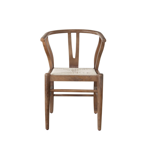 Nara Wishbone Wood Dining Chair in Walnut Finish w/ Woven Natural Rope Seat / NARADCWA1PK