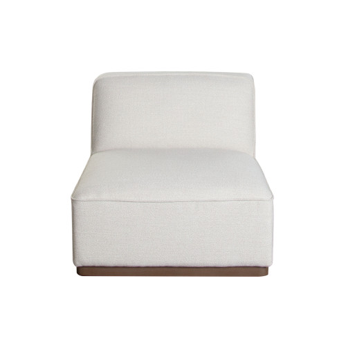 Aspen Armless Chair in Cream Polyester Fabric with Wood Trim / ASPENACCM