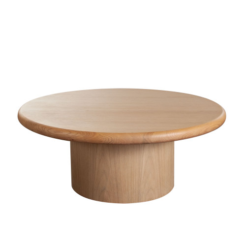 Campbell 40" Round Pedestal Cocktail Table in Light Oak Finish / CAMPBELLCTLO