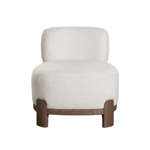 Dove Armless Accent Chair in Cream Polyester Fabric with Wood Trim / DOVECHCM