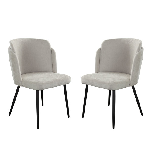 Grace Set of (2) Dining Chairs in Cream Polyester Fabric w/ Black Powder Coat Legs / GRACEDCCM2PK
