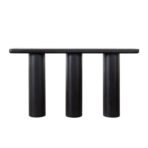 Rune 60" Console Table with Acacia Wood Top & Iron Leg Base in Black Finish / RUNECSBL