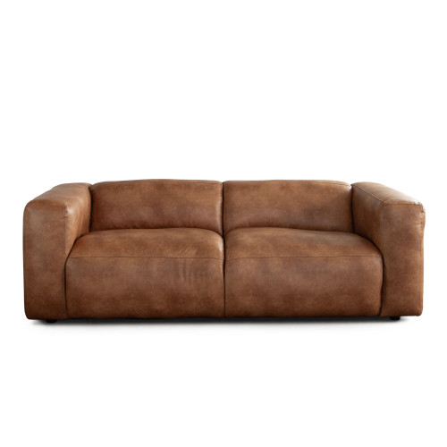 Hyde Sofa in Saddle Brown Leatherette / HYDESOBR