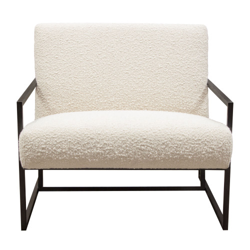 Luxe Accent Chair in Bone Boucle Textured Fabric with Black Powder Coat Frame / LUXECHBO-NB