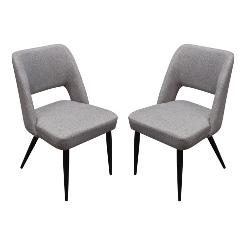 Set of (2) Reveal Dining Chairs in Grey Fabric w/ Black Powder Coat Metal Leg / REVEALDCGR2PK
