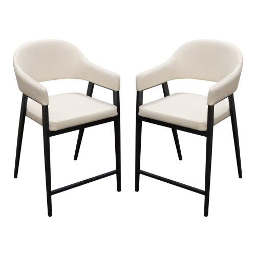 Adele Set of Two Counter Height Chairs in Cream Fabric w/ Black Powder Coated Metal Frame / ADELESTCM2PK